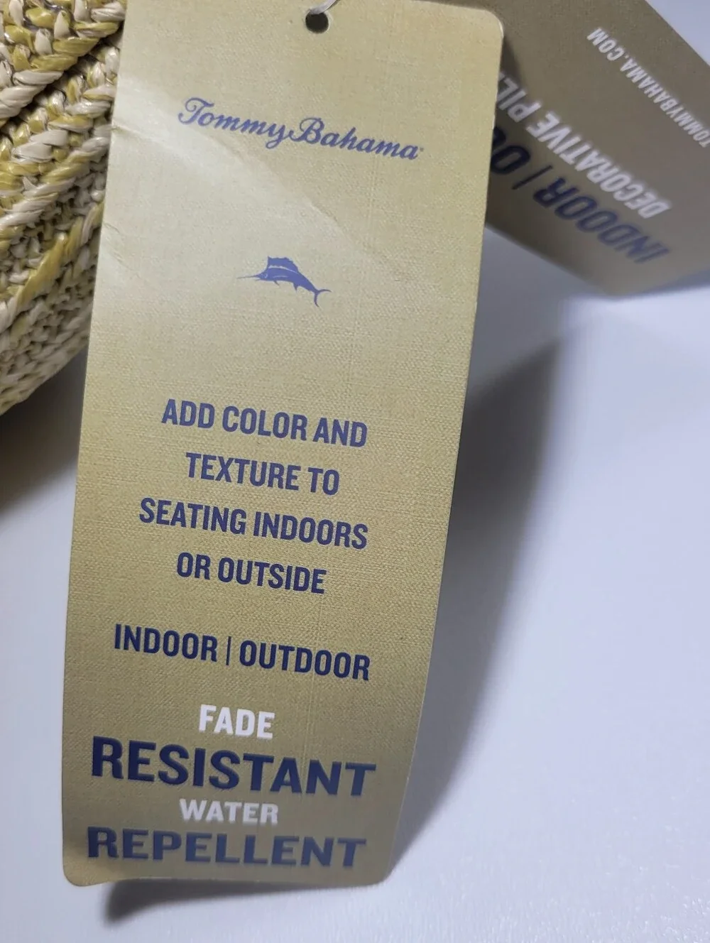 Tommy Bahama Indoor Outdoor Straw Pom Pom Throw Pillow